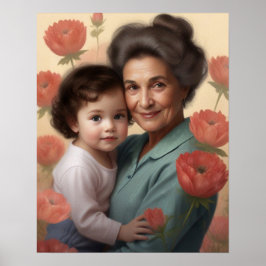 Póster El abrazo de una abuela - abuela e hijo