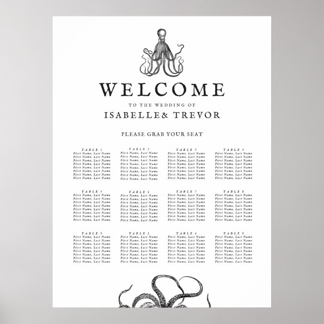 Póster El abrazo del amor | 12 Tabla de asientos (Frente)