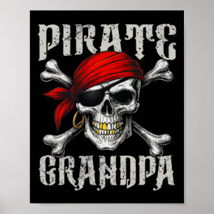 Póster El Abuelo Pirata Jolly Roger Bandera Y Crossbon De