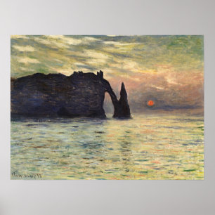 Póster El acantilado Etretat, el atardecer de Claude Mone