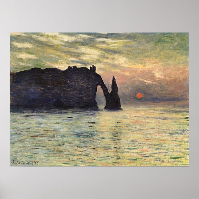 Póster El acantilado Etretat, el atardecer de Claude Mone (Frente)
