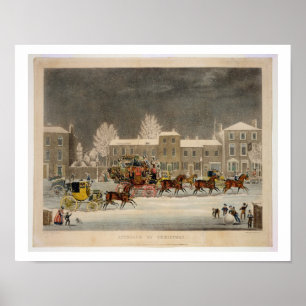 Póster El acercamiento al navidad, grabado por la caza de