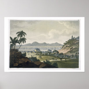 Póster El acueducto de Río de Janeiro (grabado de colores