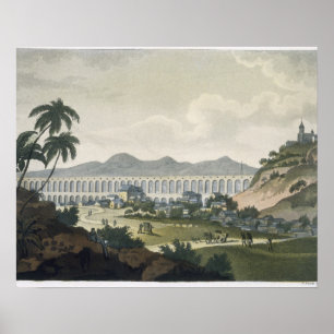 Póster El acueducto en Río de Janeiro (grabado del color)
