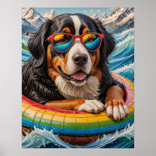 Póster El Adorable Bernese Mountain Dog disfruta de un pa