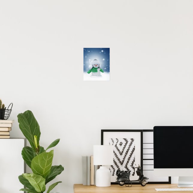 Póster El adorable personaje de muñeco de nieve de Navida (Oficina en casa)