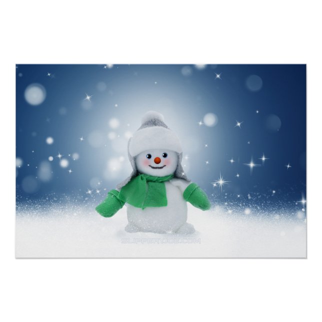 Póster El adorable personaje de muñeco de nieve de Navida (Anverso)