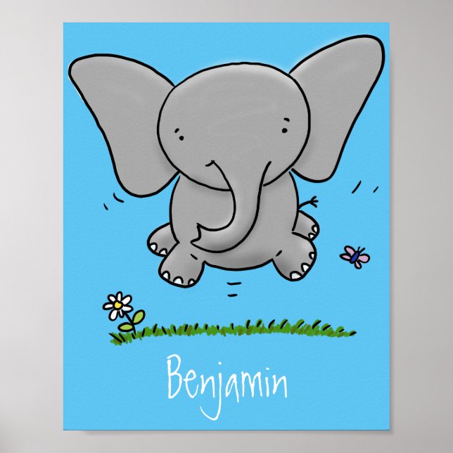 Póster El adorable y adorable ilustracion de elefantes be (Frente)