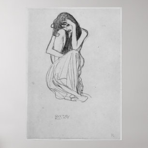 Póster El agacharse del frente de Gustavo Klimt