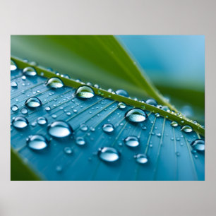Póster El agua cae sobre las hojas