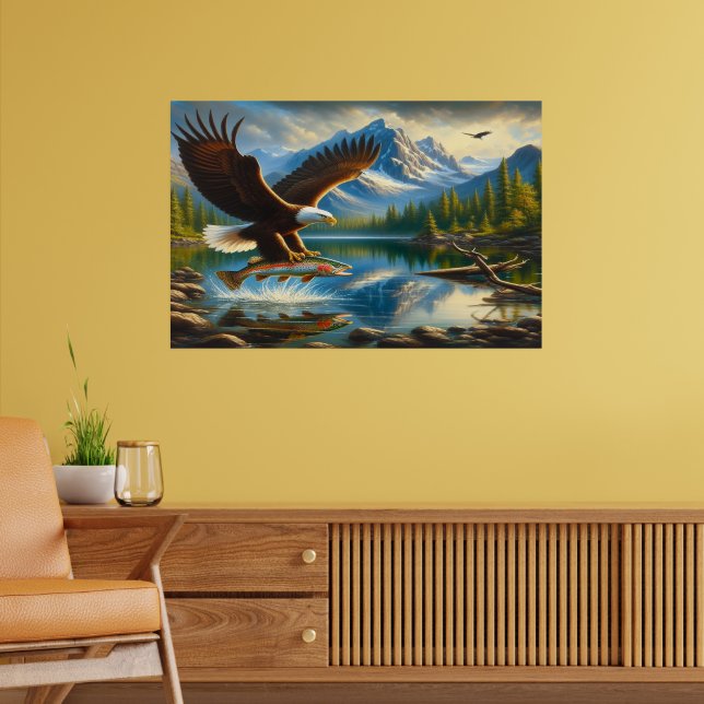Póster El Águila Majestuosa Capturando Una Trucha De Lago (Salón 2)