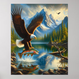 Póster El águila majestuosa capturando una trucha de lago