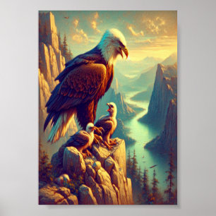 Póster El águila majestuosa que captura una trucha de lag