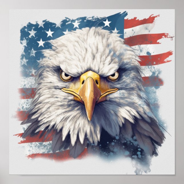 Póster El águila norteamericana en la bandera de Estados  (Frente)