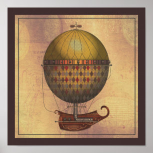 Póster El Airship Nautisme Steampunk Flying Machine