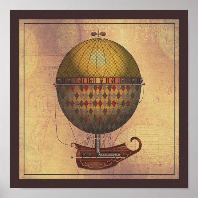 Póster El Airship Nautisme Steampunk Flying Machine (Frente)