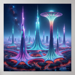 Póster El ajetreo futurista con el espacio