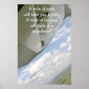 Póster El ala de un avión Un kilómetro de carretera le ll