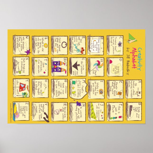 Póster El alfabeto creativo de Jill Badonsky. (Frente)