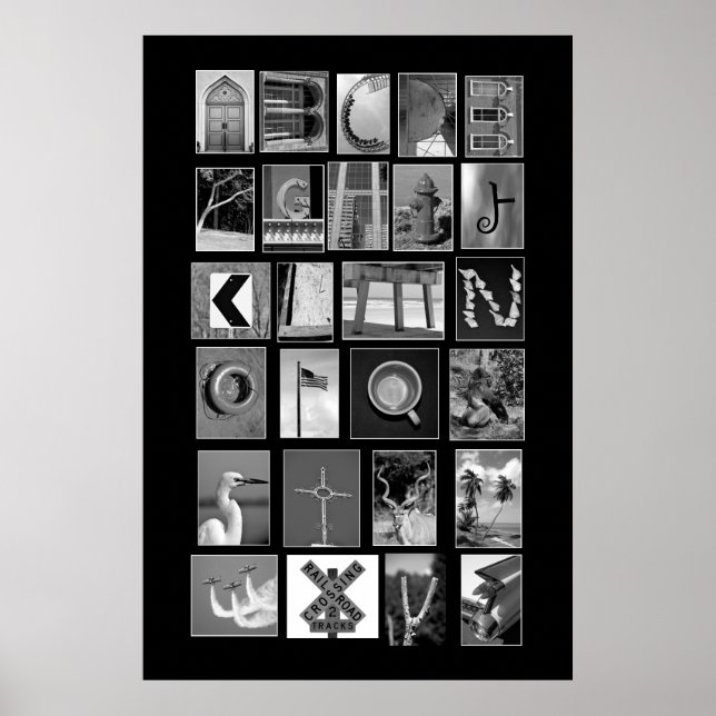 Póster El alfabeto que muestra las letras de las imágenes (Frente)