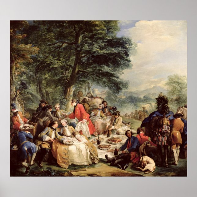 Póster El almuerzo de la caza, 1737 (Frente)