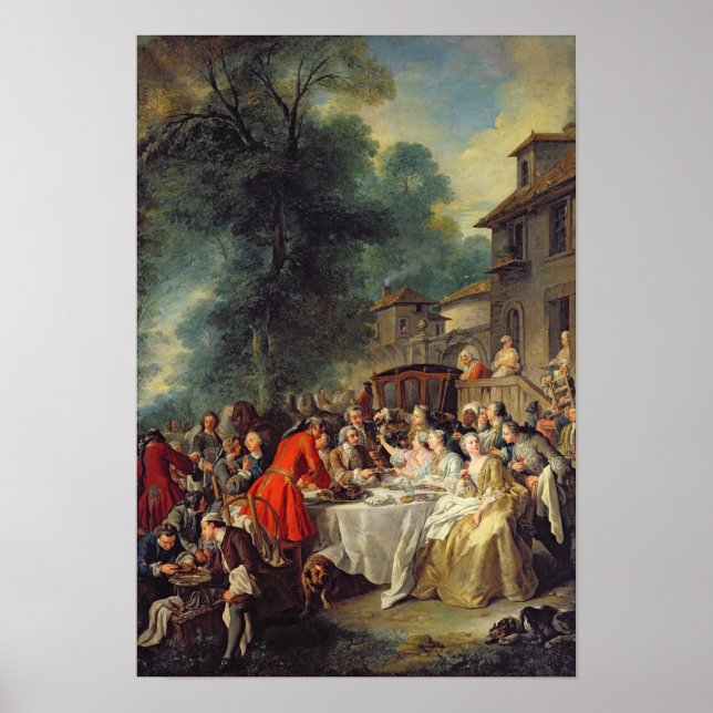 Póster El almuerzo de la caza, 1737 (Frente)