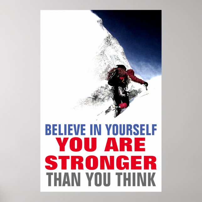 Póster El alpinista cree en ti mismo en su motivación (Frente)