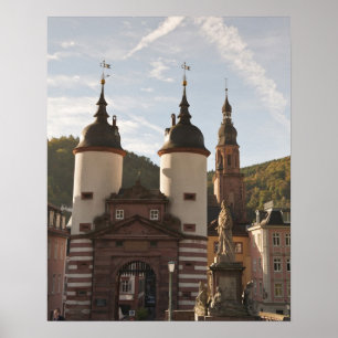 Póster El Alte Brucke en el casco antiguo de Heidelberg,