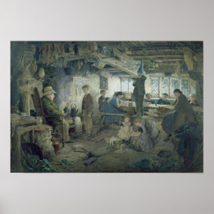 Póster El amo estricto de la escuela, 1868