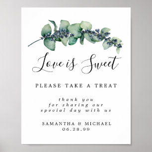 Póster El amor botánico es el dulce Boda Rótulo bar de po