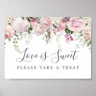 Póster El amor bucólico rosado es dulce Boda Rótulo bar d