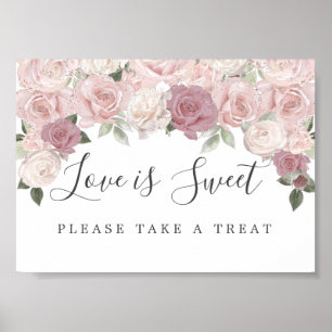 Póster El amor bucólico rosado es dulce Boda Rótulo bar d