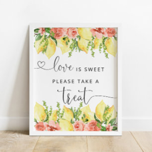 Póster El amor con limón floral es dulce