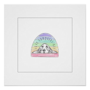 Póster el amor conquista todo perro arcoíris basset hound