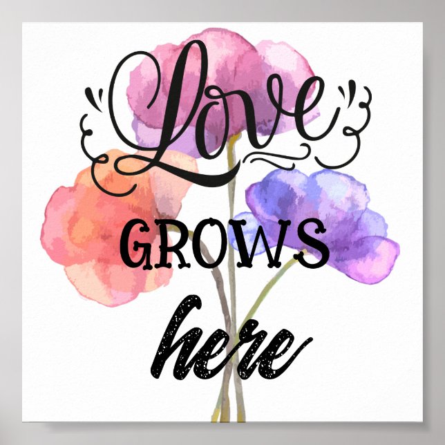Póster El amor crece aquí | Poster floral (Frente)
