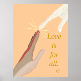 Póster El amor de mano multiracial y energético es para t