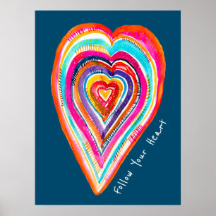Póster El amor del corazón del arcoiris suave boho
