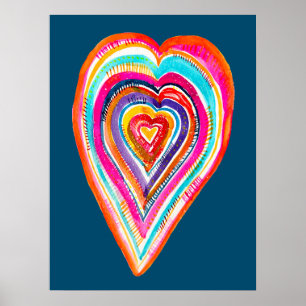 Póster El amor del corazón del arcoiris suave boho