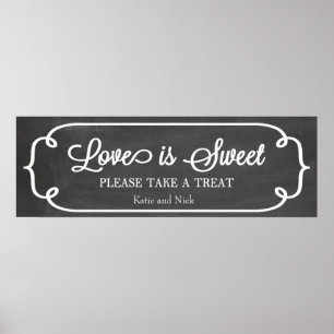 Póster El amor en el tablero de Chalkboard es un Rótulo d