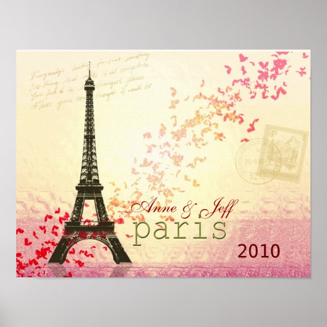 Póster El amor en la Torre Eiffel de París (Frente)