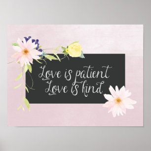 Póster El amor es acuarela paciente floral