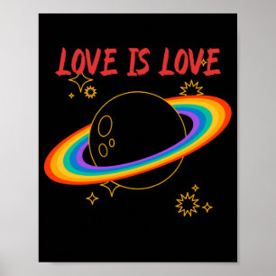 Póster El amor es amor. Planeta arcoíris. Orgullo LGBTQ+