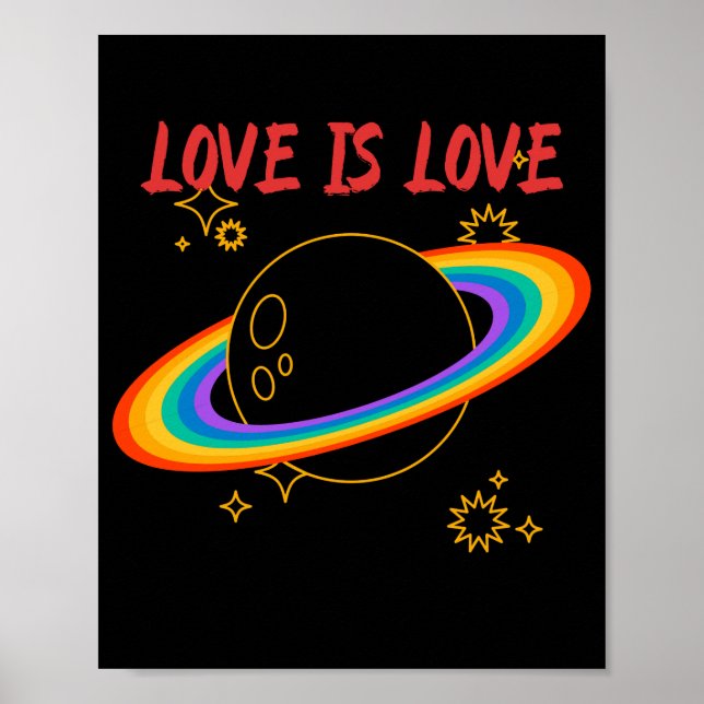 Póster El amor es amor. Planeta arcoíris. Orgullo LGBTQ+ (Frente)