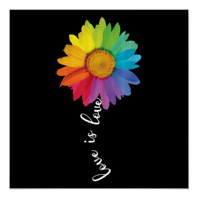 Póster El amor es amor Rainbow Sunflower Gay Lesbiana LGB (Anverso)