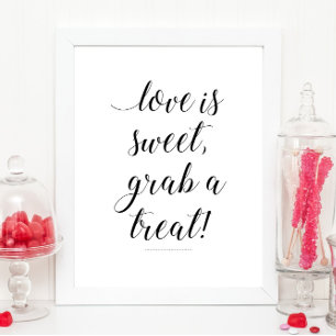 Póster El amor es dulce agarrar un dulce Rótulo de carame