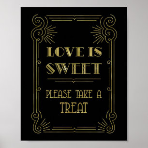 Póster El amor es dulce bar Boda Gold Black 1920