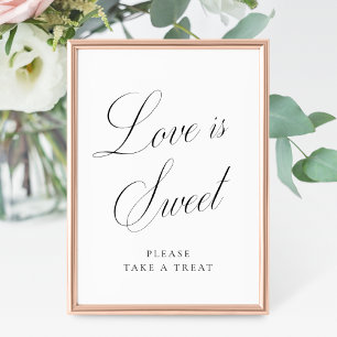 Póster El amor es dulce elegancia vintage script boda