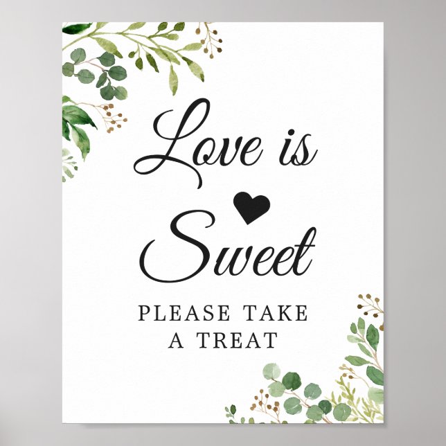 Póster El amor es dulce eucalipto verde follaje hojas (Frente)