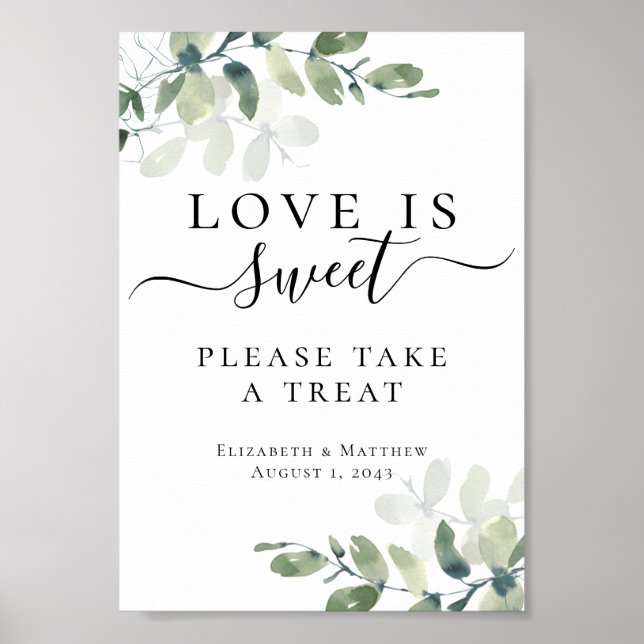 Póster El amor es dulce Eucalyptus Boda Rótulo (Frente)