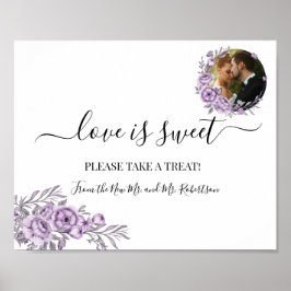 Póster El amor es dulce mesa de postres Boda Rótulo verde